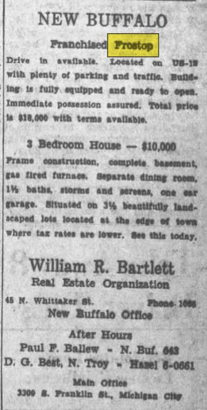 Frostop Root Beer - May 1959 Ad For New Buffalo Location (newer photo)